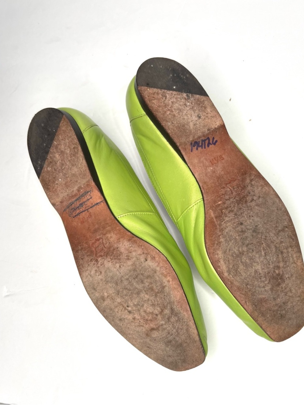 Classic Women's Lime Green Leather Loafers - Picture 5 of 5